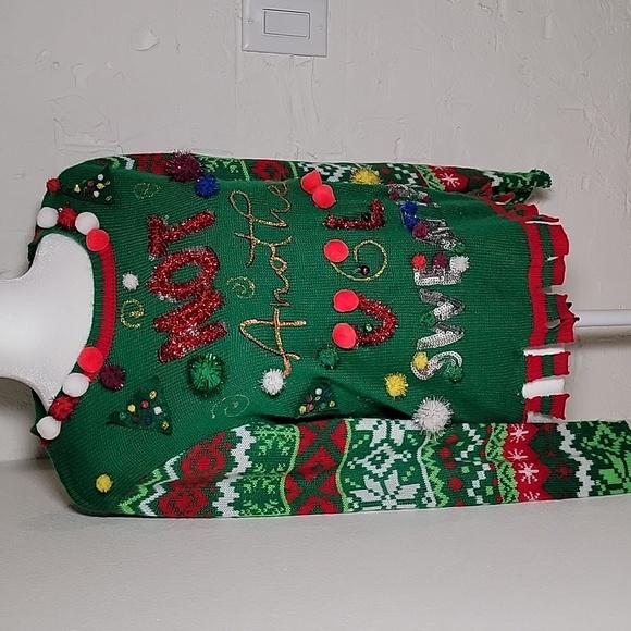 No Boundaries Ugly Christmas Sweater Holiday Pullover Crew Neck Sequins L 11 13 - Picture 6 of 16